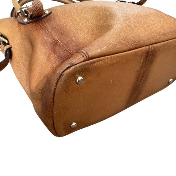 KATTEE Sorrel Brown Pebbled Leather Satchel Top Handle Bag Large #324A - Picture 11 of 13